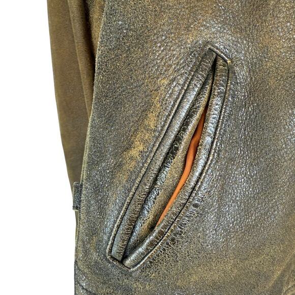 Vintage Levis LVC 1930s Menlo Leather Full Zip Jacket Italy Made Brown Sz Small - Picture 14 of 15